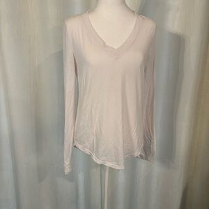 White V-neck Long Sleeve Tee Shirt